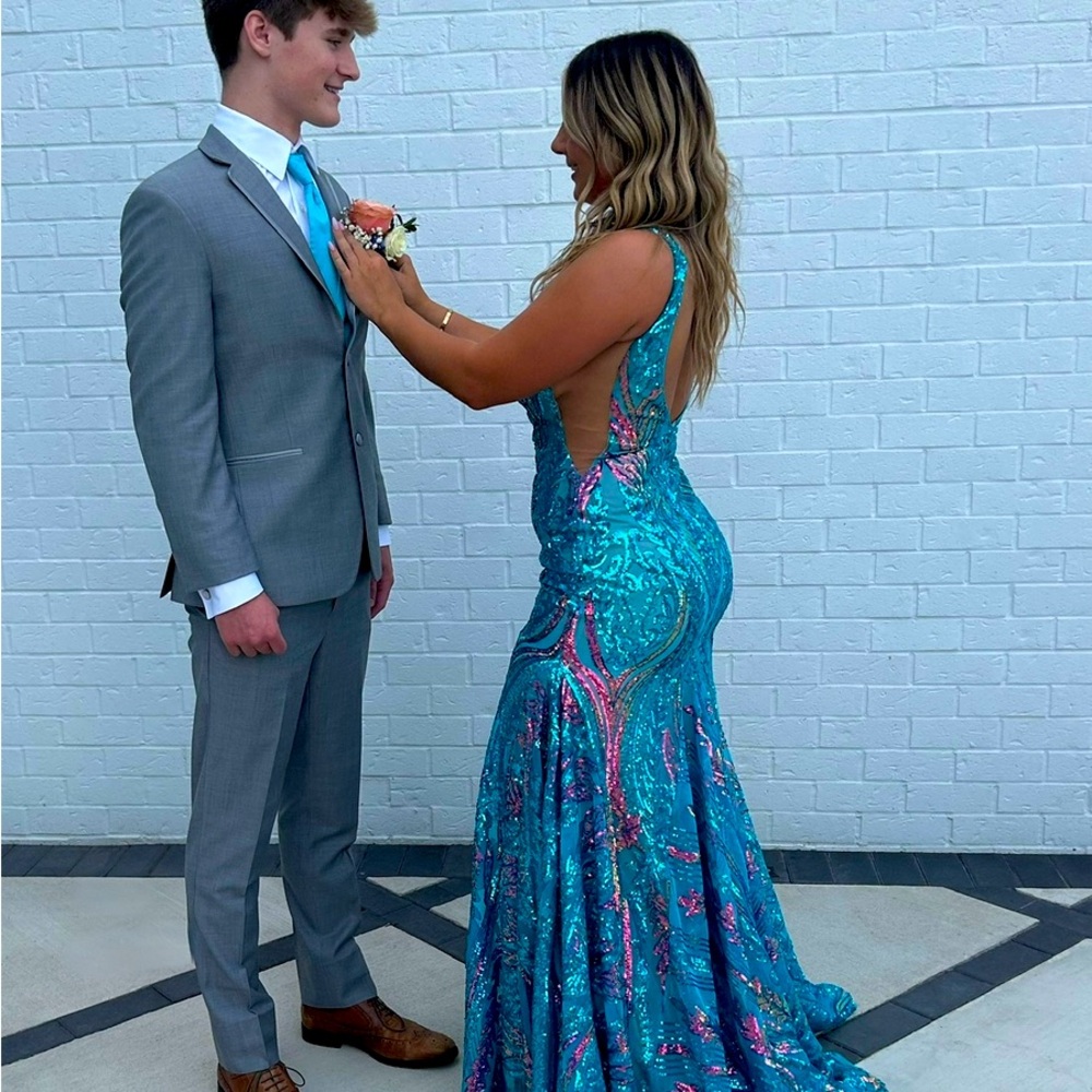 Jovani 22770- Plunging Sequin Prom Dress